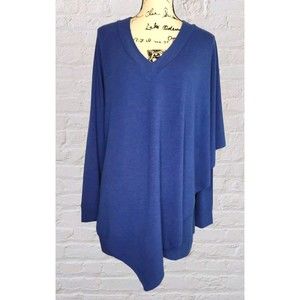 Soft Surroundings LG Tunic Sweater Top Madeline Blue Draped Lagenlook